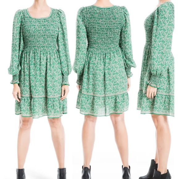 NWT Max Studio Floral Long Sleeve Smocked Dress XS - Picture 8 of 10